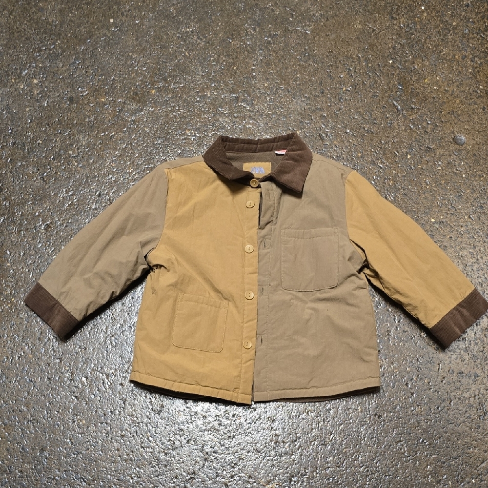 Zara Parka With Brown Corduroy Collar Jacket